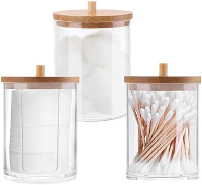 Multifunctionele Opbergdoos voor Wattenstaafjes en Wattenpads - 3 Delige Dispenser met Deksel en Organiser voor Badkamer en Schoonheid