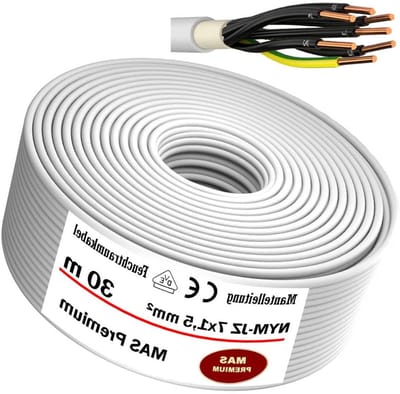 Stroomkabel Vochtige Ruimtes - Installatiekabel NYM-JZ - Vaste Installatie Binnen - 7x15 mm² Koperaders - 30 meter - Grijs