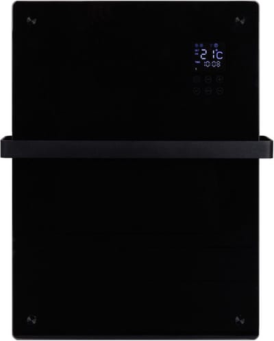 Eurom Alutherm Infrarood paneel - 67.1x43.8cm - IP24 - 800watt - wifi - wand- Verticaal - metaal/glas zwart mat
