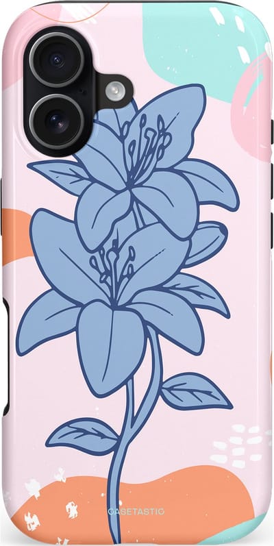 Casetastic hoesje geschikt voor Apple iPhone 17 - MagSafe - Dubbellaagse bescherming - Roze Paarse Lelie Bloemen - Fashion Case - Perzik Mintgroen Blauw