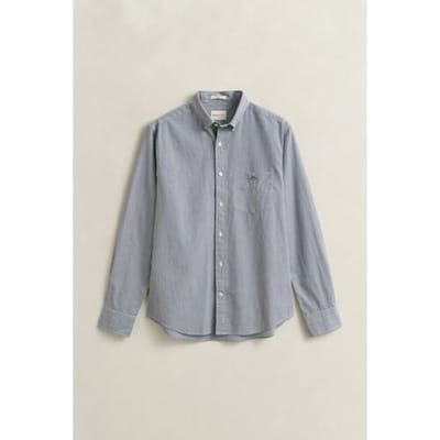 Gant Overhemd Poplin Banker Stripe Button Down Persian Blue / male