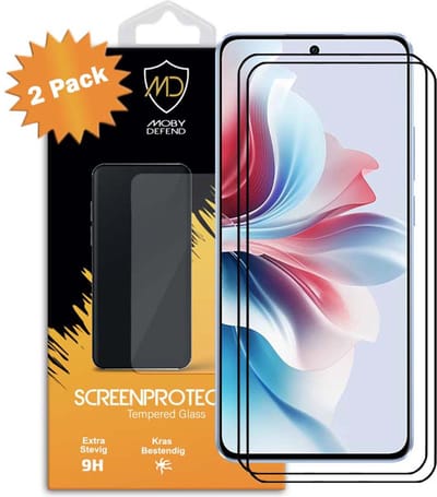 2-Pack MobyDefend Screenprotectors - Geschikt voor Oppo Reno11 F - Screensavers Met Zwarte Randen - Gehard Glas
