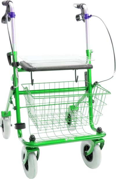 Rollator 43 cm zitbreedte - Premis Provo - Tot 120 kg - In hoogte verstelbaar - Verlengde duwbuizen - Metallic Appelgroen