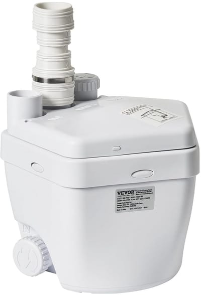 VEVOR Spoelbakpomp, 250 W, afvoerpompsysteem voor onder de gootsteen, debiet 6600 l/h, 5,5 m, met koperdraadmotor, afvoerpomp voor wasruimte met uitgang 3,8 cm, wit