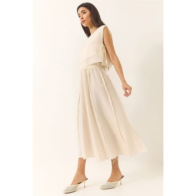 Textuur Blouse & Rok Muslin Stof Twee-Delige Set