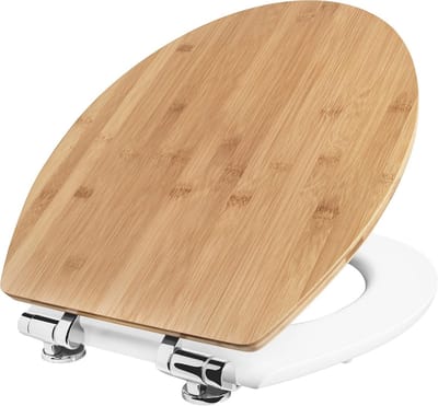 Toiletbril - WC Deksel - Comfortabel Zitten - Soft Close Mechanisme - 44.5 x 37.5 cm - Houtlook