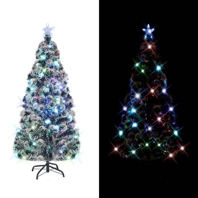vidaXL - Voorverlichte - kerstboom - met - standaard - en - LED - 210 - cm - glasvezel