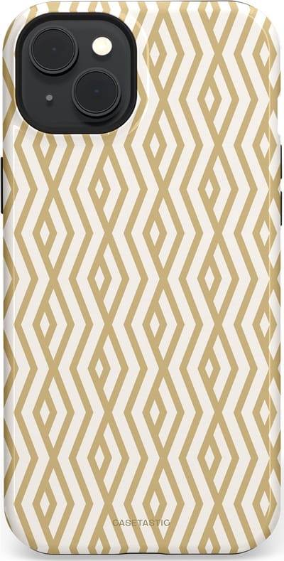 Casetastic Hoesje Geschikt voor Apple iPhone 15 Plus Magsafe - Stijlvolle Beschermende Duo-layer Case - Art Deco Goud