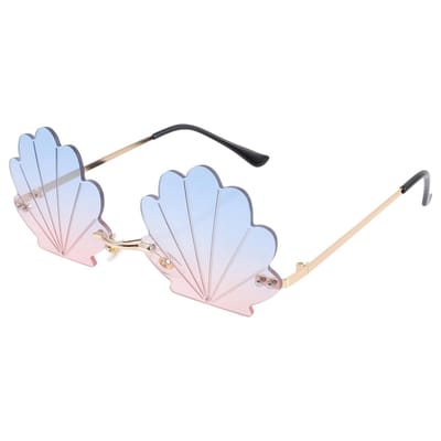 Dailygoods- Zonnebril Schelpvormig - Grappige Zonnebril - Zonnebril Dames - Zonnebril Voor Feestjes - Zonnebril Voor Vakantie - Blauw/Roze - Uniek Design - Fashion Zonnebril