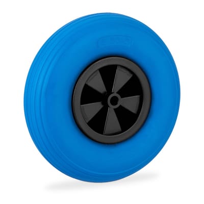 kruiwagenwiel - 3.50-6 - massief rubber - kunststof velg - antilek - tot 100 kg - blauw-zwart