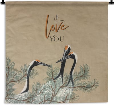 Wandkleed - Wanddoek - I love you - Quotes - Spreuken - Liefde - 180x180 cm - Wandtapijt