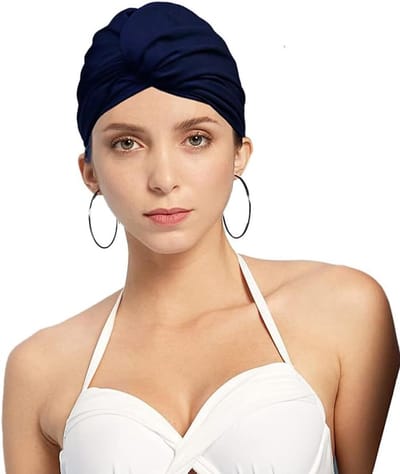 VHV - Badmuts - Zwemcap dames - Douchemuts - Zwemturban dames - Badmuts lang haar - Plissé zwemcap - Voor zwembad spa strand - Voor dames meisjes - Marineblauw