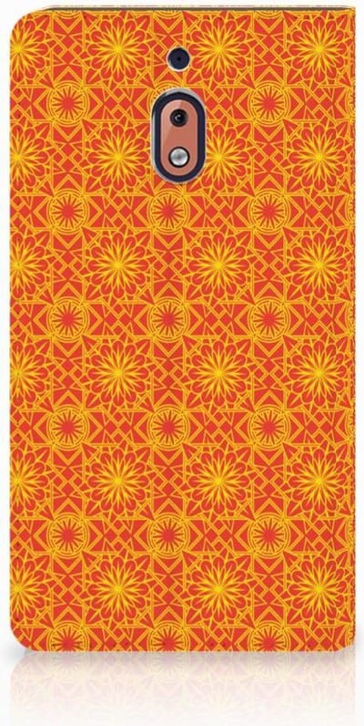 Nokia 2.1 2018 Hoesje met Magneet Batik Oranje