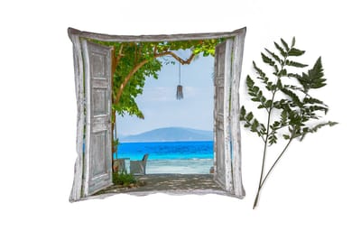 Sierkussens - Kussentjes Woonkamer - 40x40 cm - Strand - Tropisch - Zee - Doorkijk