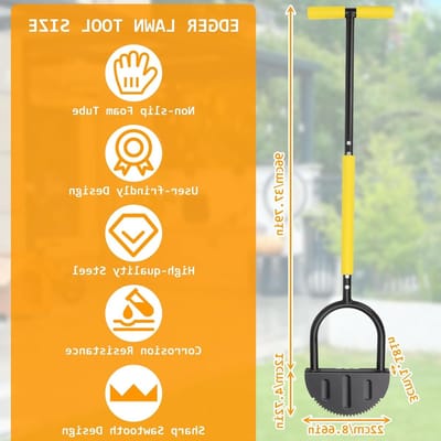 Professionele Handmatige Grasrand Cutter met T-Handvat en 96 cm Lange Steel voor Tuinontwerp, Bloembedden en Opritten
