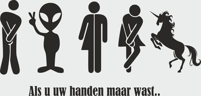 wc bordje deurbordje gender neutraal genderneutraal 100 x 200 mm. 0,5 mm. dik met plaklaag.