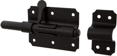 Starx plaatgrendel - met ronde schoot - sluitlus en sluitplaat - 90 x 65 mm - zwart gelakt