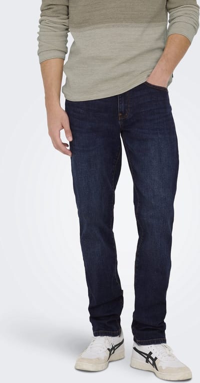 Only & Sons blauwe heren jeans   Stonewash wassing   Relaxed Fit   5-Pocket zakken   Knoop- en ritssluiting   Duurzaam   Regular waist Blauw 28/30
