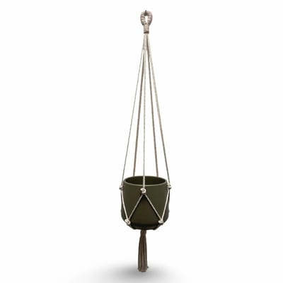 Plantenhanger 'Original' - Kies kleur en lengte - Kleur: Linnen - 80 cm lang - Katoenkoord - Geschikt voor Pot met Diameter t/m 20 cm - Handgemaakt in ons Macramé Atelier - Prijs per Stuk - Let op: Exclusief Pot - Inclusief Verzendkosten