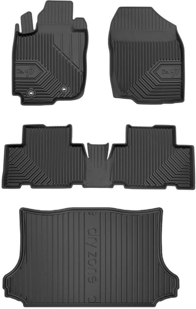 Frogum Voordeelset - Premium Automatenset No.77 + Dry Zone Kofferbakmat - Geschikt voor Toyota RAV4 III (2005-2012) - TPE Rubber - Zwart