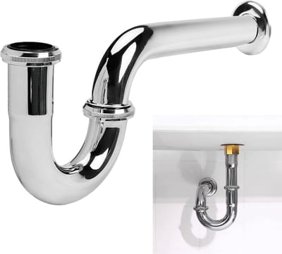 RVS P-Val Voor Wastafel - 1 1/4 Inch Chrome Afwerking Onder Goed Voor Badkamer Afvoer