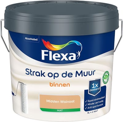 Flexa - Strak Op De Muur Binnen Mat - Midden Walnoot - Mengverf - 5 L