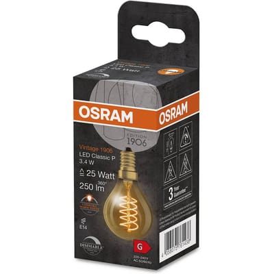 OSRAM 4058075761438 LED-lamp Energielabel G (A - G) E27 Peer 3.4 W = 25 W Warmwit (Ø x h) 45 mm x 45 mm 1 stuk(s)