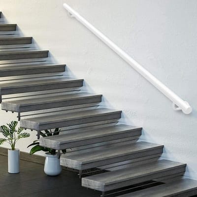 Smeedijzeren Trapleuning - Metalen Handgreep - Veilig Traplopen - Dubbellaags Antiroest - Tot 600 cm - Wit