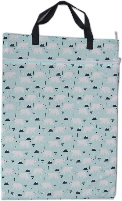 Large Hanging Wet/Dry Cloth Diaper Bucket Bag for Reusable Diapers or Laundry (Gray Chevron)