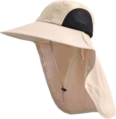 VHV - Zonnehoed Dames - Safarihoed - Vishoed - Brede Rand Zomerhoed - Paardenstaart Opening - Trekkoord - Voor Reizen Camping Strand - Beige