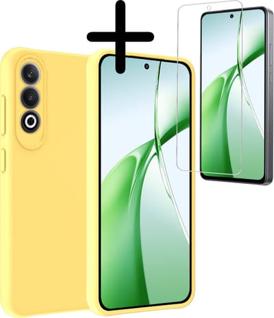 Hoesje Met Screenprotector - Geschikt voor OnePlus Nord CE4 - Sterk & Shockproof - Back Cover - Siliconen Case - Telefoon Hoes - Geel