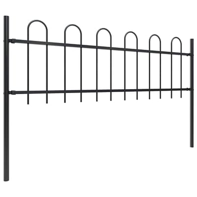 vidaXL - Tuinhek - met - ringtop - staal - 1506x60 - cm - zwart