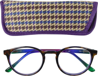 Lilly&June Leesbril Havana Multikleur +1 - Met Pied-de-poule Etui