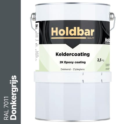 Holdbar Keldercoating Donkergrijs (RAL 7011) 2,5 kg - Kelder waterdicht maken - Alle Kleuren - Kelder Epoxy - Krasvast - Eenvoudig reinigbaar - Vochtregulerend - 2 Componenten
