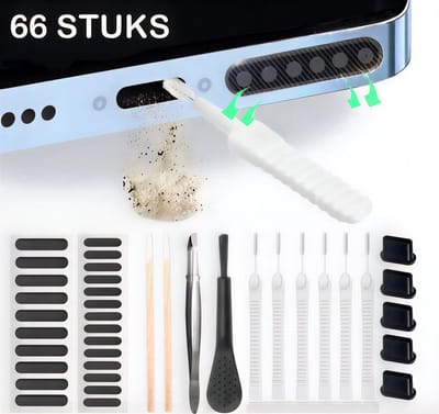 66-delige Reinigings set voor Mobiele Telefoons – Oplaadpoort Stofplug & Oortelefoon Cleaner Kit, Geschikt voor Samsung – Telefoonaccessoires, Reinigingstools