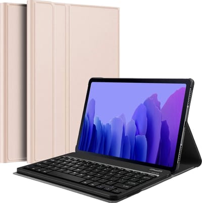 Hoes - Geschikt voor Samsung Galaxy Tab A7 (2020) - Toetsenbord Case - Keyboard Book Cover - Hoesje - Goud