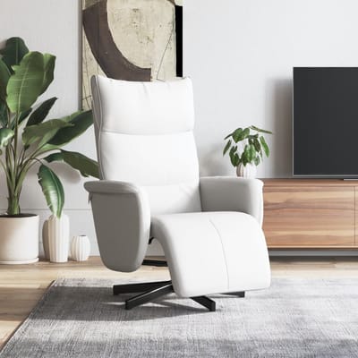 vidaXL - Fauteuil - verstelbaar - met - voetensteun - kunstleer - wit