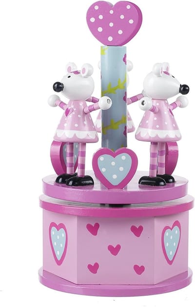 Roze Muziek Carrousel - Draaiende Speeldoos - Babykamer Decoratie - Met Melodieën - 24 x 16 x 12 cm - Roze