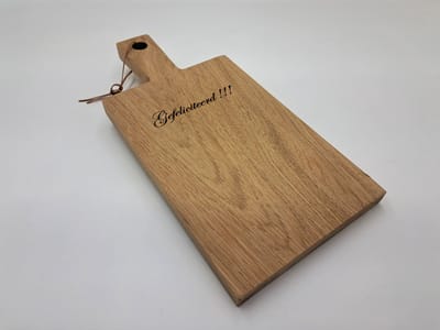 Eikenhouten serveerplank borrelplank 40 cm met tekst Gefeliciteerd!!!