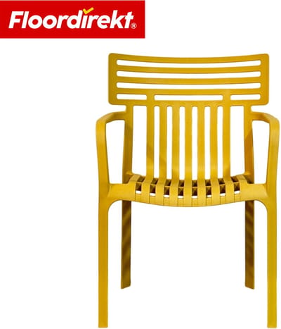 Floordirekt Tuinstoel Terrano - Stapelbare Designstoel Weerbestendig & UV-Bestendig - 1 Stuk - Geel - Ideaal Voor Tuin, Balkon & Terras - Modern, Stevig & Onderhoudsvriendelijk - Comfortabele Outdoor Stoel Voor Elke Buitenruimte