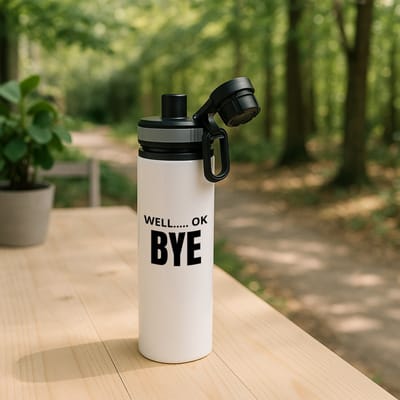 Hacebo® - Well ok bye waterfles met draaidop grijs - Afscheid bedank cadeau - collega's - werk - afscheidscadeau - verjaardagscadeau - kado - water fles - 850ML
