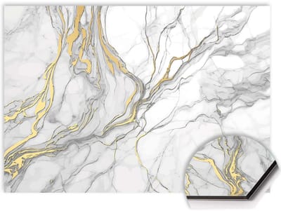 KitchenArt - Elegant Gold Marble Spatscherm - 60x30 cm - Spatscherm Achterwand Keuken - Spatwand Keuken
