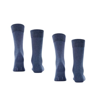 FALKE Happy 2-Pack eenkleurig katoen multipack sokken heren blauw - maat 39-42