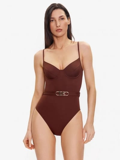 Michael Kors badpak uit één stuk met beugel en logoriem 204 saddle brown 10