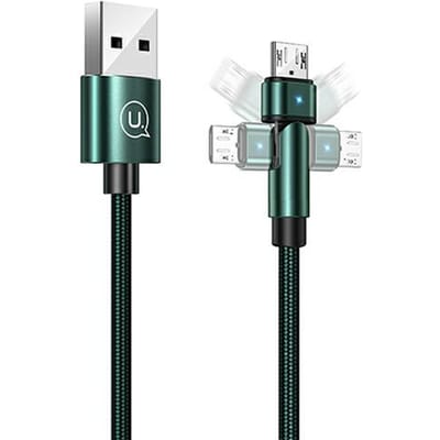 USAMS U60 2A MicroUSB Kabel, 1m, Groen, Draaibaar