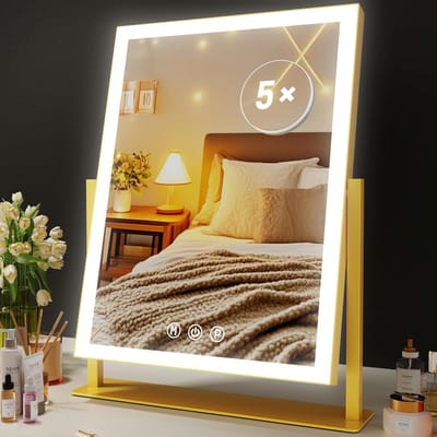 Grote LED Make-up Spiegel met USB-Oplaadpoort en 10x Vergroting