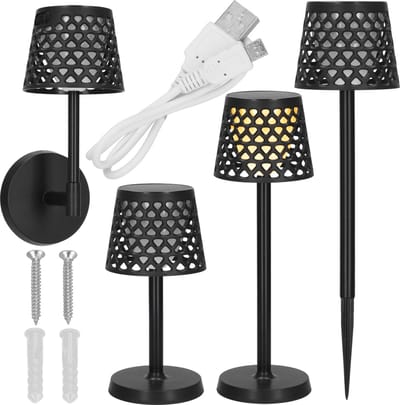 Springos Solar Lamp - Tuinlamp - Buitenverlichting -Wandlamp - Zonne- Energie - 3 Lichtstanden - 5 in 1 - Zwart