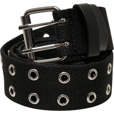 Urban Classics Polyester Eyelet Unisex Riem - zwart/zilverkleurig - S-M