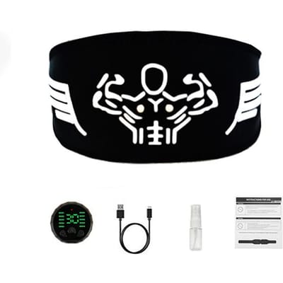 120cm EMS Spierstimulator Buikspier Trainingsriem USB Oplaadbare Taille Trainer voor Thuis Fitness Gewichtsverlies black