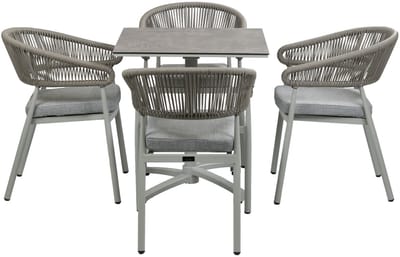 5-Delige tuinset | 4 Tuinstoelen Knokke (Sand) | Inklapbare tuintafel Gent 70x70cm (Sand)